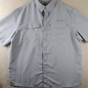 Realtree Fishing Shirt Men's Size XL Gray Performance Vented Short Sleeve Button